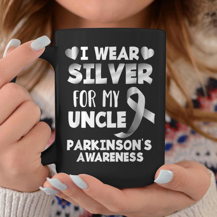 I Wear Silver For My Uncle Support Parkinsons Awareness Coffee Mug Unique Gifts