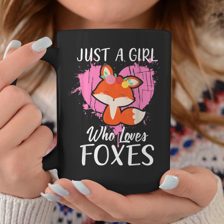 Just A Girl Who Loves FoxesPink Cute Heart And Fox Coffee Mug Funny Gifts