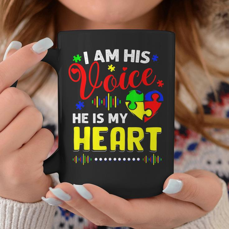 Kids I Am His Voice He Is My Heart Autism Awareness Mom Dad Coffee Mug Unique Gifts