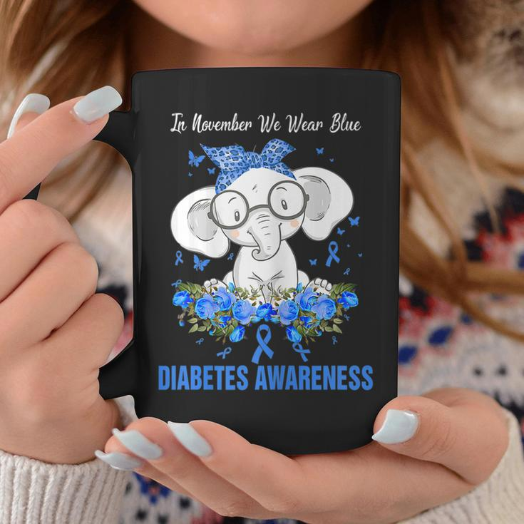 Kids In November We Wear Blue Elephant Diabetes Awareness Coffee Mug Personalized Gifts