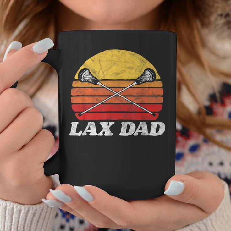 Lax Dad Vintage X Crossed Lacrosse Sticks 80S Sunset Retro Coffee Mug Funny Gifts