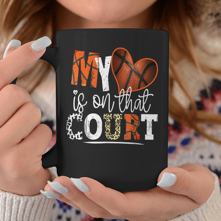 Leopard Basketball Mom My Heart Is On That Court Basketball Coffee Mug Unique Gifts