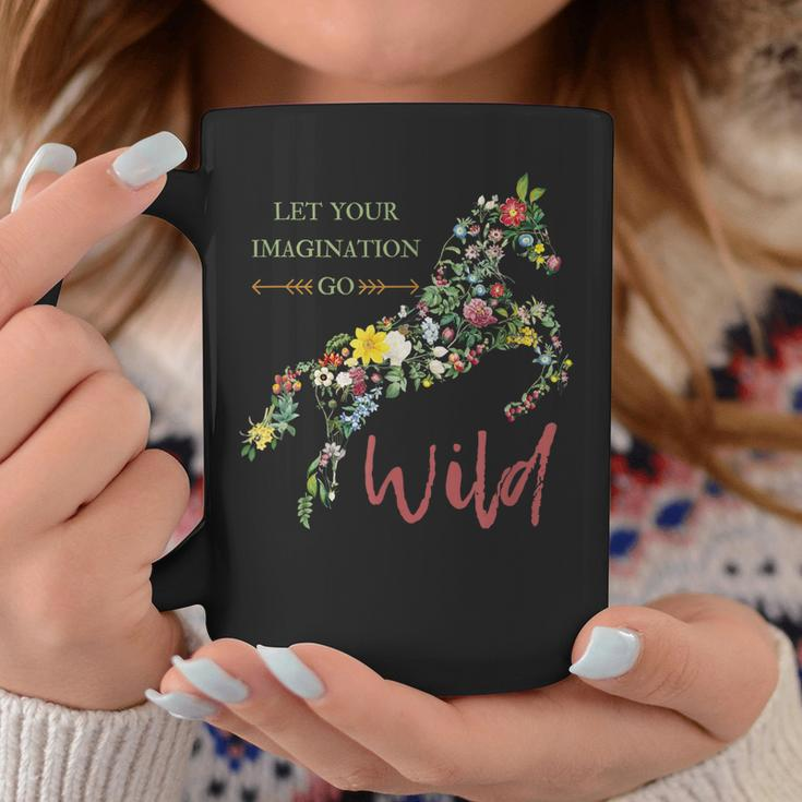 Let Your Imagination Go Wild Botanical Flower Horse Coffee Mug Unique Gifts