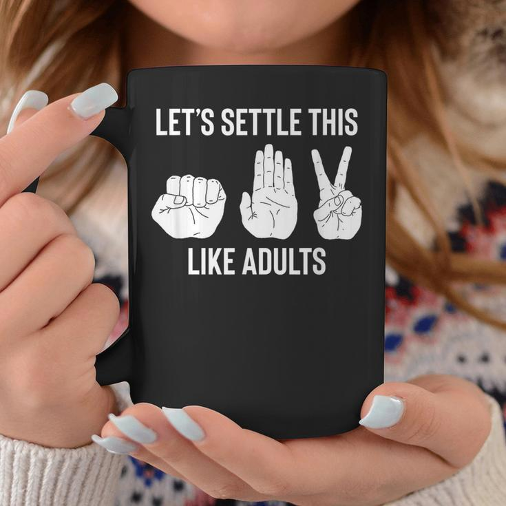 Lets Settle This Like Adults Funny Rock Paper Scissor Coffee Mug Unique Gifts