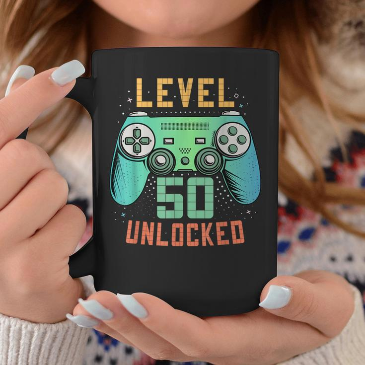Level 50 Unlocked 50Th Birthday Gamer Gifts 50 Year Old Male Coffee Mug Unique Gifts