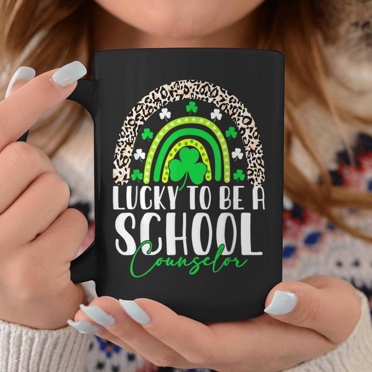 Lucky To Be A School Counselor Rainbow St Patricks Day Coffee Mug Personalized Gifts