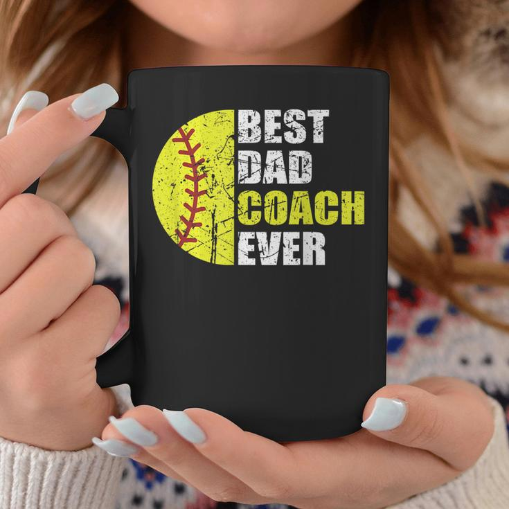 Mens Best Softball Dad Coach Ever Retro Father Softball Coach Dad Coffee Mug Funny Gifts
