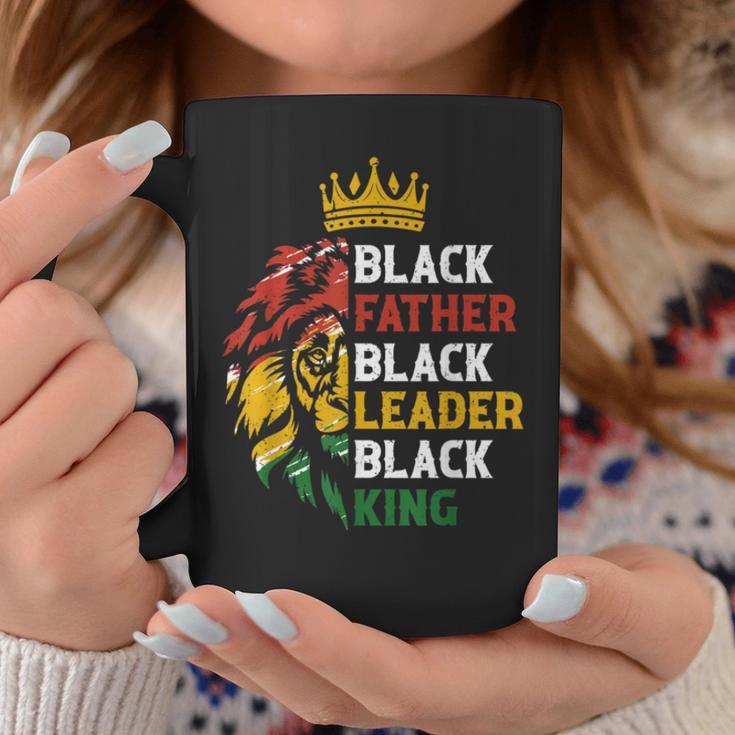 Mens Black Father Black Leader Black King Juneteenth Lion Dad Coffee Mug Unique Gifts