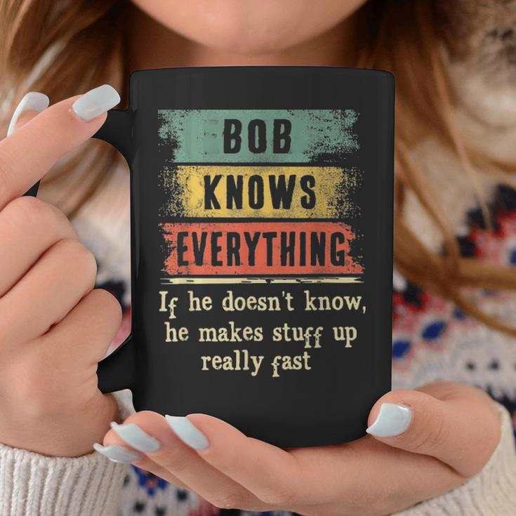 Mens Bob Knows Everything Grandpa Fathers Day Gift Coffee Mug Funny Gifts