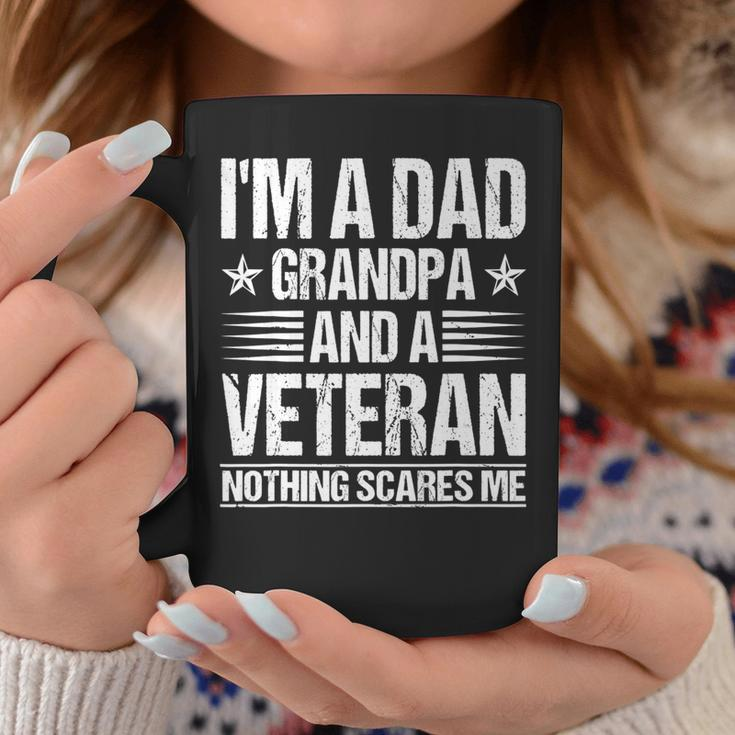 Mens Im A Dad Grandpa And A Veteran Nothing Scares Me Distressed Coffee Mug Funny Gifts