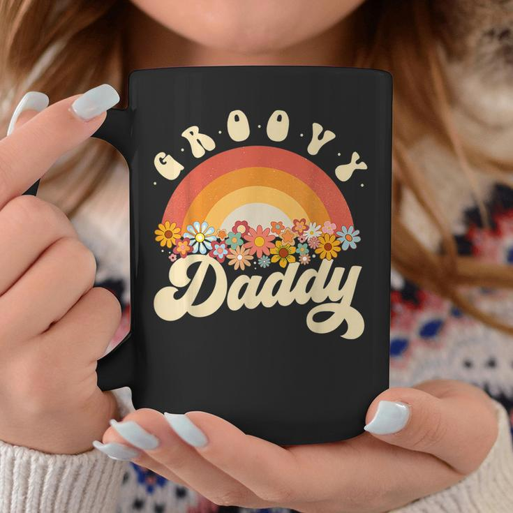 Mens Mens Groovy Daddy Retro Rainbow Colorful Flowers Design Coffee Mug Unique Gifts