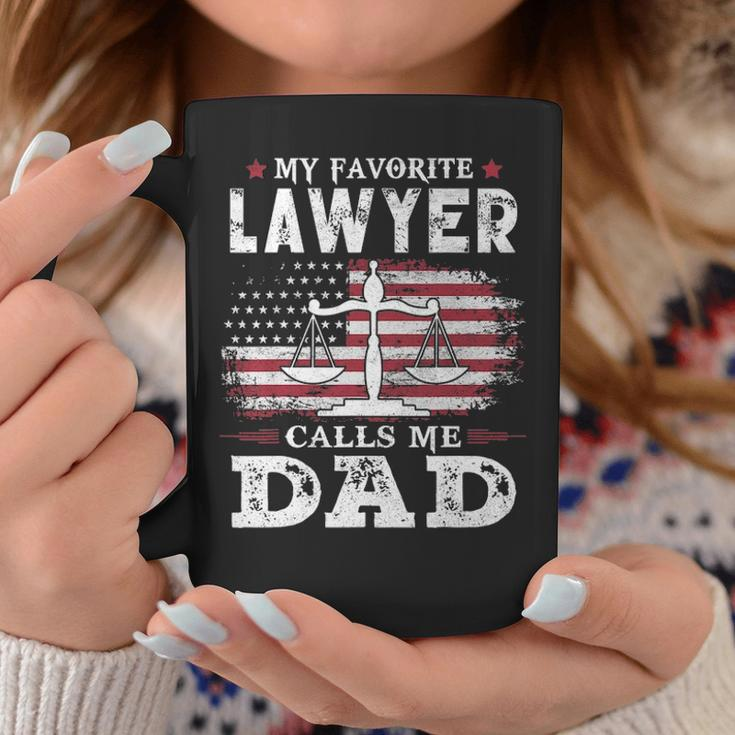 Mens My Favorite Lawyer Calls Me Dad Usa Flag Dad Father Gift Coffee Mug Funny Gifts