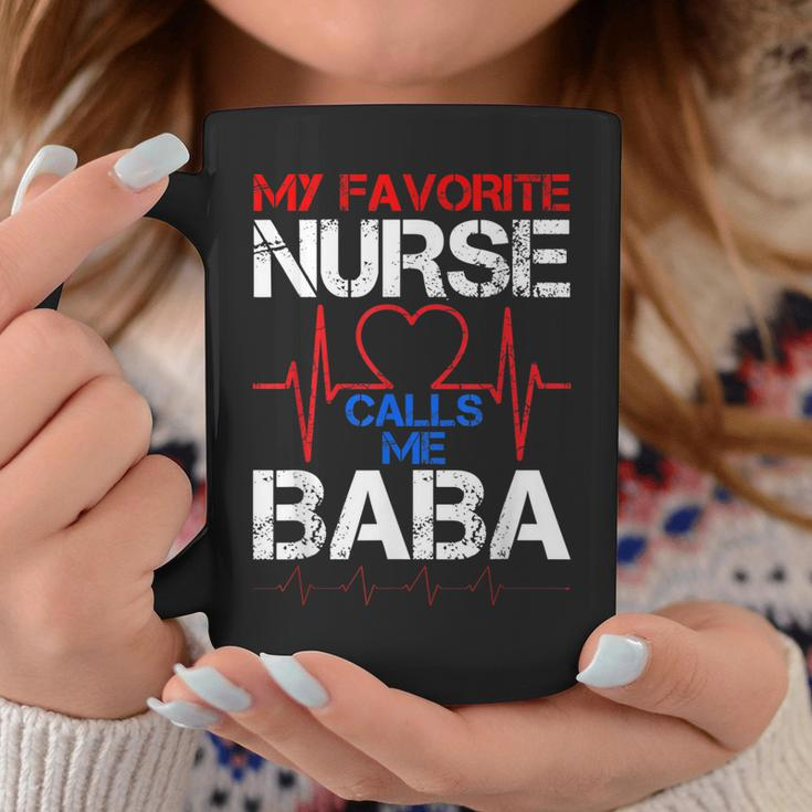 Mens My Favorite Nurse Calls Me Baba Cool Vintage Nurse Dad Coffee Mug Funny Gifts