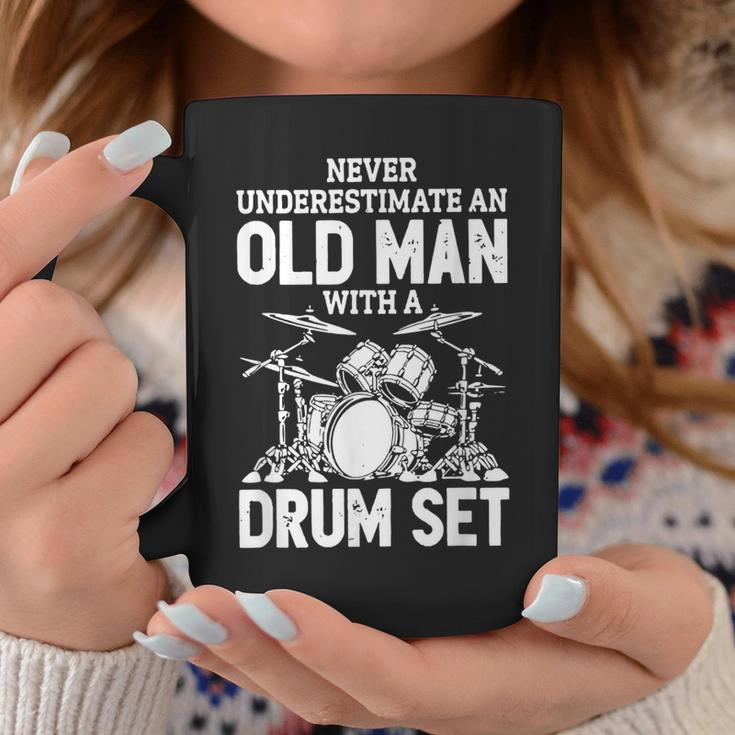Mens Never Underestimate An Old Man With A Drum Set Drummer Coffee Mug Funny Gifts