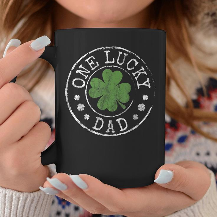 Mens One Lucky Dad Father Funny Irish Shamrocks St Patricks Day Coffee Mug Personalized Gifts