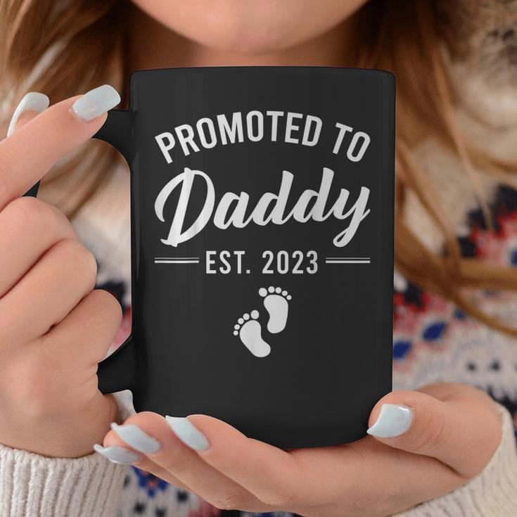 Mens Promoted To Daddy Est 2023 Funny Gift For First Time Dad Men Coffee Mug Funny Gifts