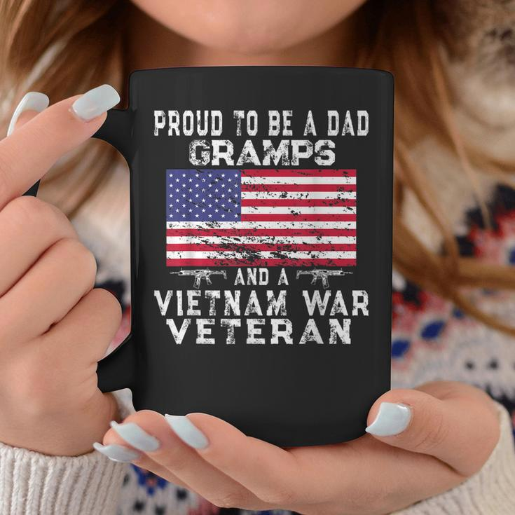 Mens Proud Dad Gramps Vietnam Veteran - Vintage Us Flag Grandpa Coffee Mug Funny Gifts