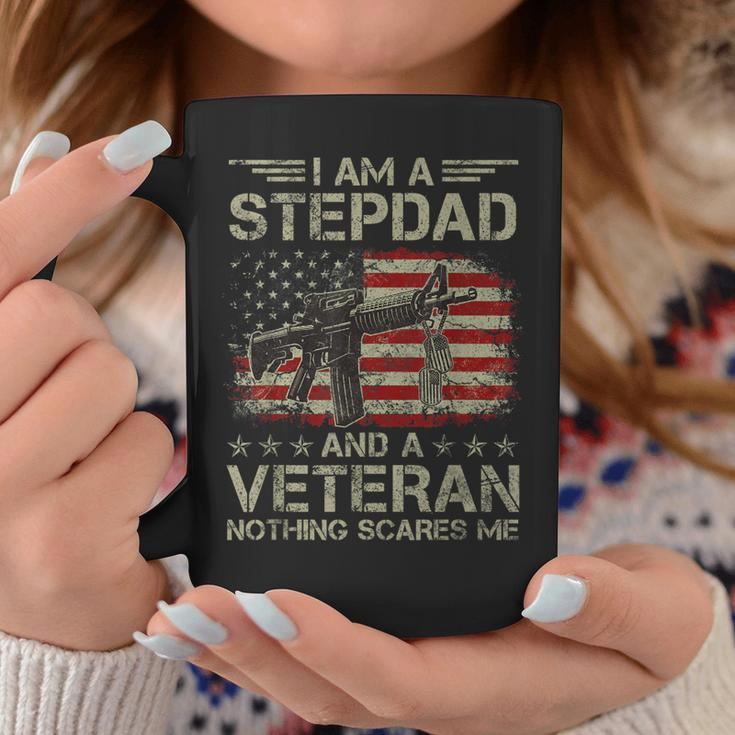 Mens Proud Im Stepdad And A Veteran Nothing Scares Me Stepfather Coffee Mug Funny Gifts