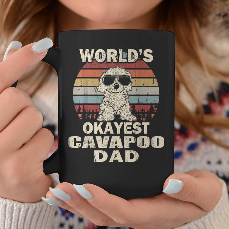 Mens Worlds Okayest Cavapoo Dad Vintage Retro Coffee Mug Funny Gifts