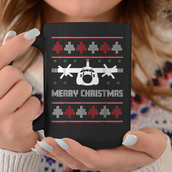 Military Airplane Ugly Christmas Sweater Army Veteran Xmas Coffee Mug Funny Gifts