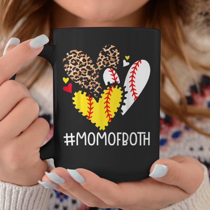 Mom Of Both Leopard Heart Softball Mom Baseball Mothers Day Coffee Mug Unique Gifts