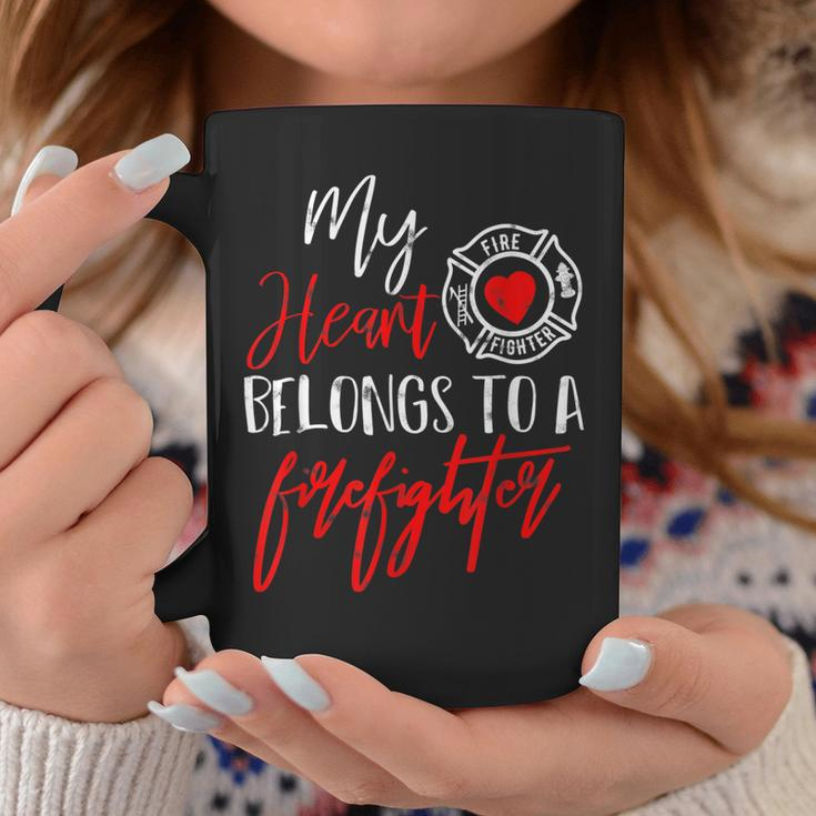 My Heart Belongs To A Firefighter Gift For Wife Girlfriend Coffee Mug Funny Gifts