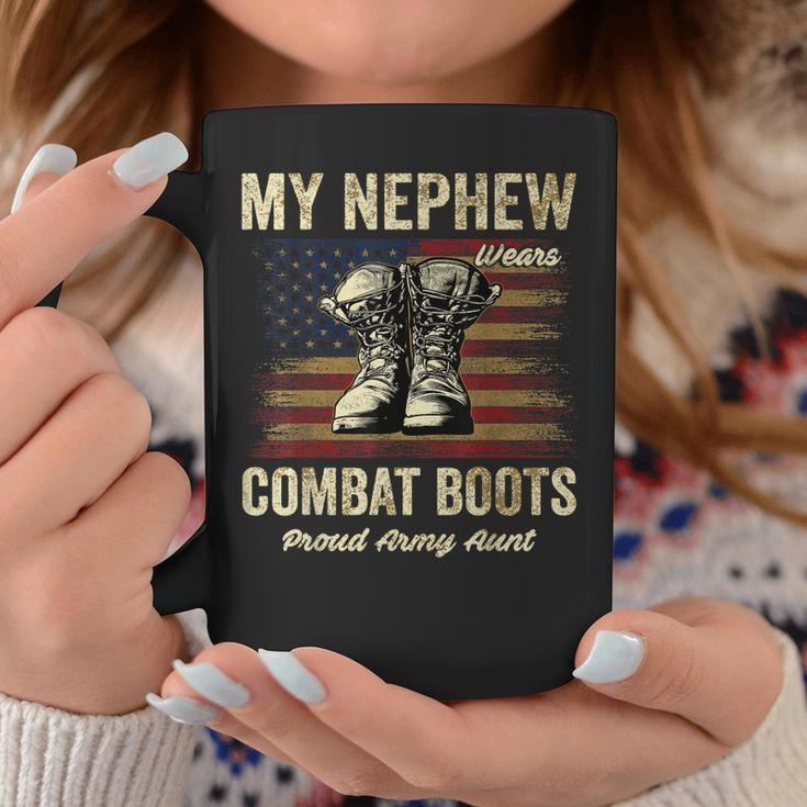 My Nephew Wears Combat Boots Proud Army Aunt Veteran Coffee Mug Funny Gifts