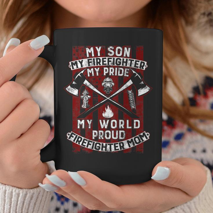 My Son My Firefighter Hero | Proud Firefighter Mom Mother Coffee Mug Funny Gifts