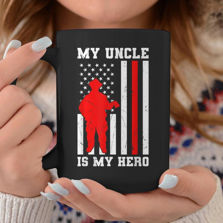 My Uncle Is My Hero Firefighter Thin Red Line Flag Coffee Mug Unique Gifts