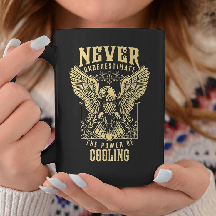 Never Underestimate The Power Of Cooling Personalized Last Name Coffee Mug Funny Gifts