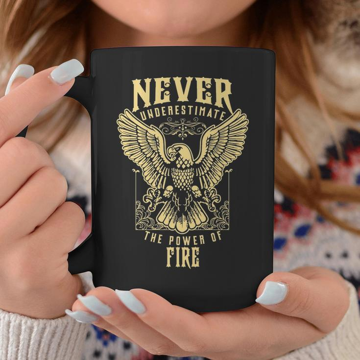 Never Underestimate The Power Of Fire Personalized Last Name Coffee Mug Funny Gifts