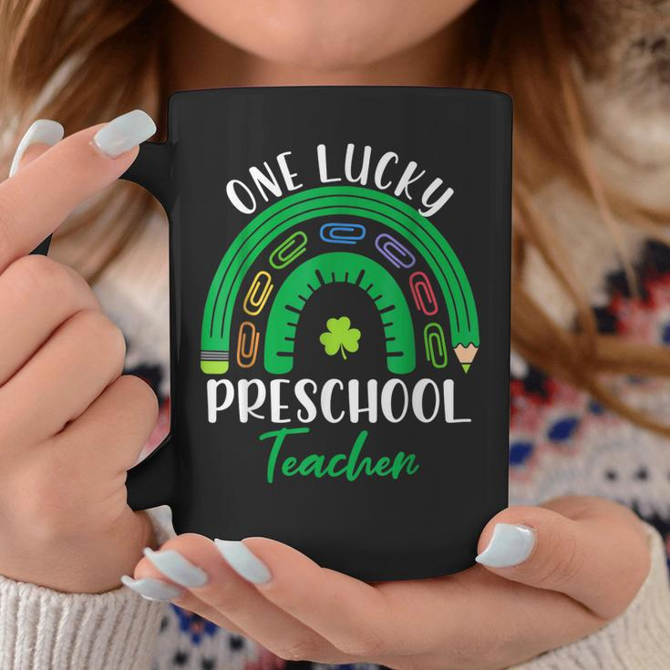One Lucky Preschool Teacher St Patricks Day Teacher Rainbow Coffee Mug Funny Gifts