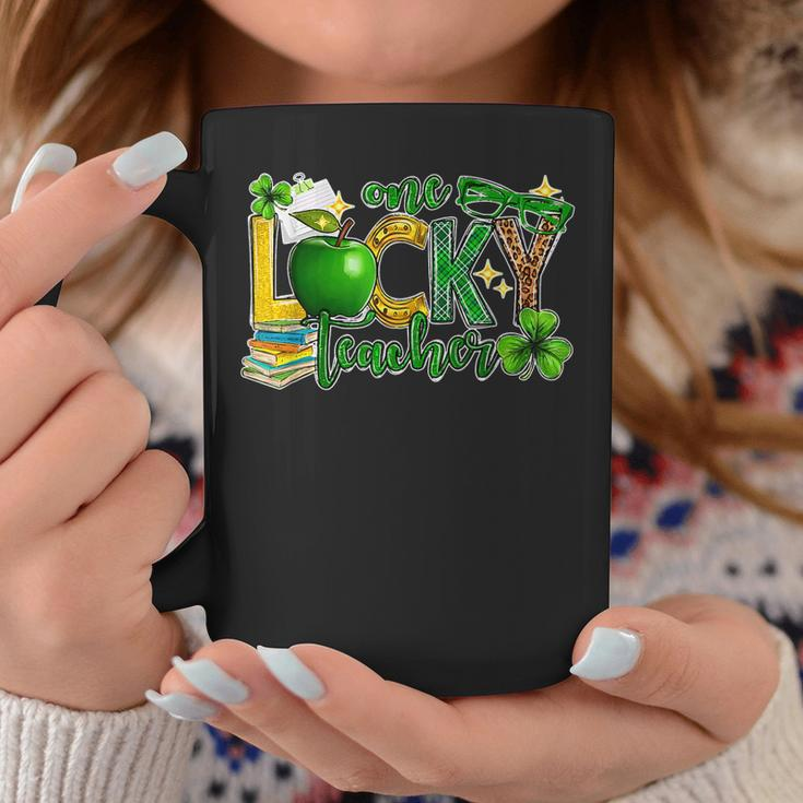 One Lucky Teacher Shamrock Clover Leopard St Patricks Day Coffee Mug Funny Gifts