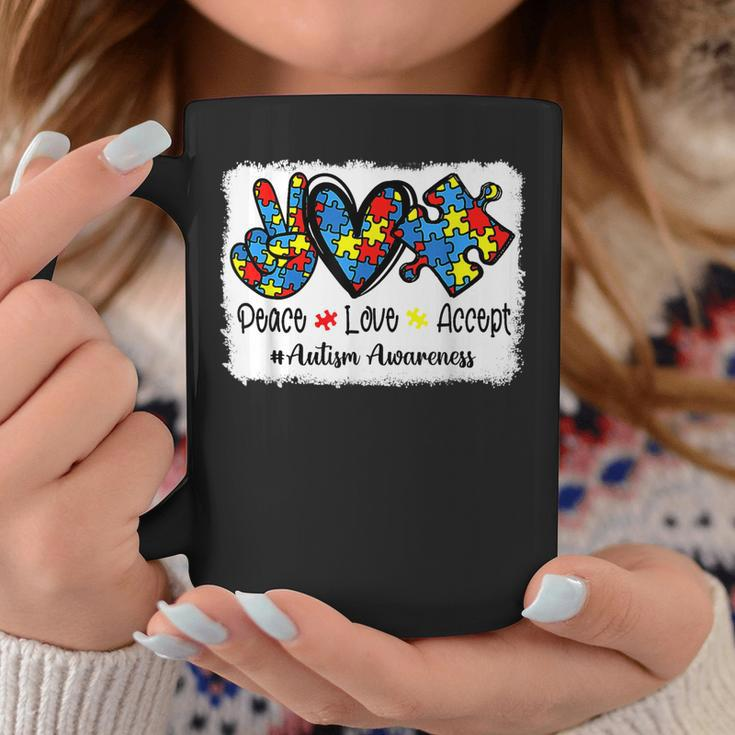 Peace Love Accept Autism Puzzle Pieces Autism Mom Dad Kids Coffee Mug Unique Gifts