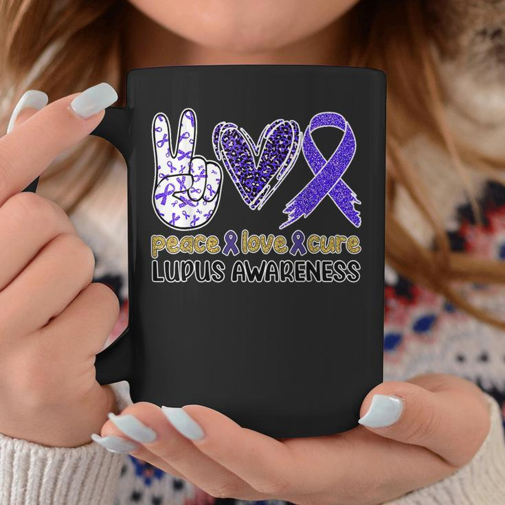 Peace Love Cure Lupus Awareness Purple Ribbon Lupus Support Coffee Mug Unique Gifts