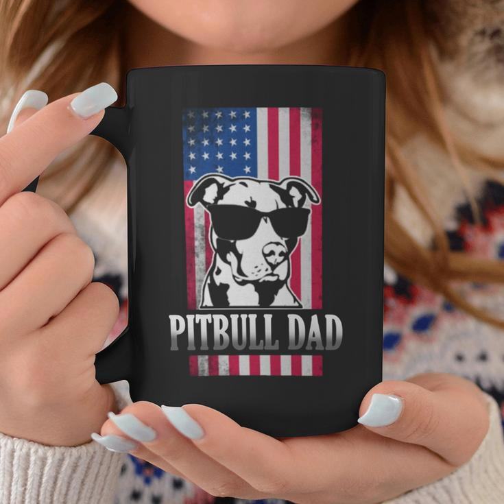 Pitbull Dad American Flag Coffee Mug Unique Gifts