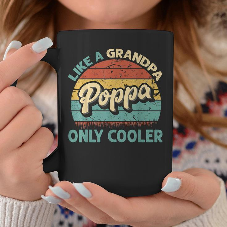 Poppa Like A Grandpa Only Cooler Vintage Dad Fathers Day Gift For Mens Coffee Mug Unique Gifts