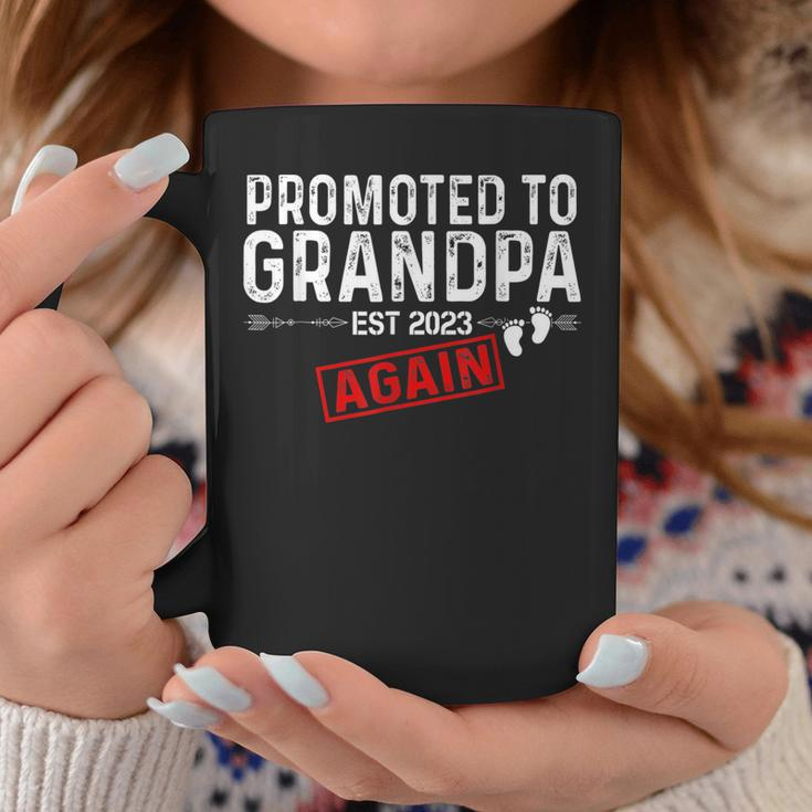Promoted To Grandpa Again Est 2023 Baby Announcement Gift For Mens Coffee Mug Unique Gifts