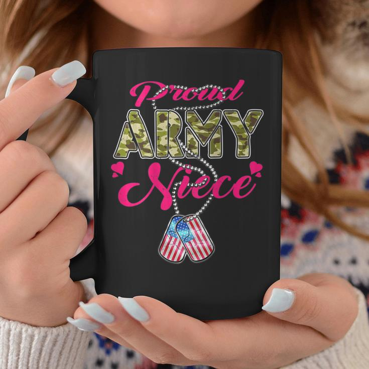 Proud Army Niece Us Flag Camo Dog Tags Pride Military Family Coffee Mug Funny Gifts