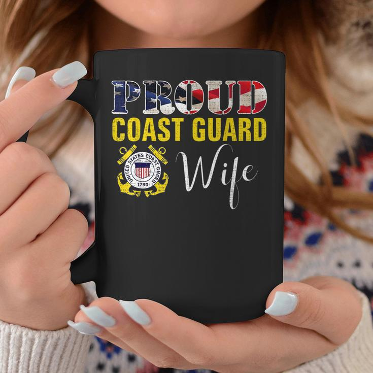 Proud Coast Guard Wife With American Flag For Veteran Day Coffee Mug Funny Gifts