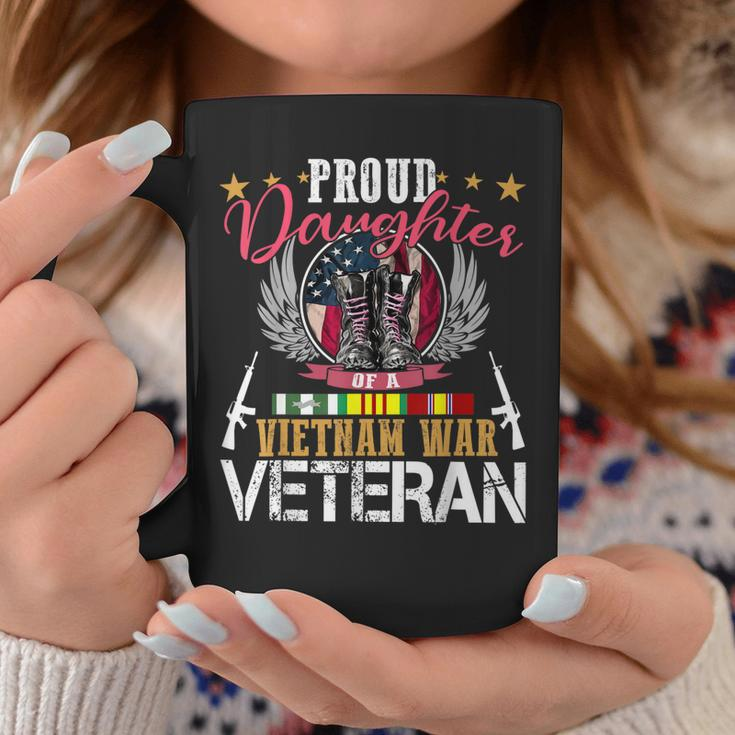 Proud Daughter Vietnam War Veteran American Flag Military Coffee Mug Funny Gifts