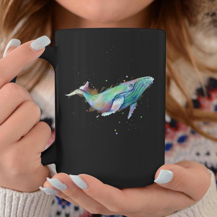 Rainbow Watercolor Whale Humpback Blue Whale Coffee Mug Funny Gifts