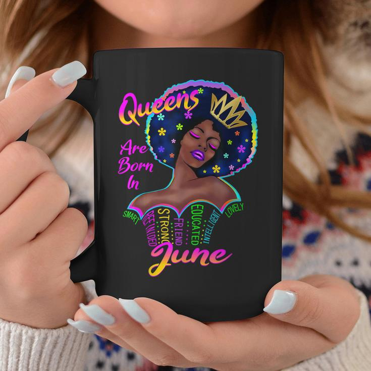 Retro Queens Are Born In June Birthday Black Women Coffee Mug Unique Gifts
