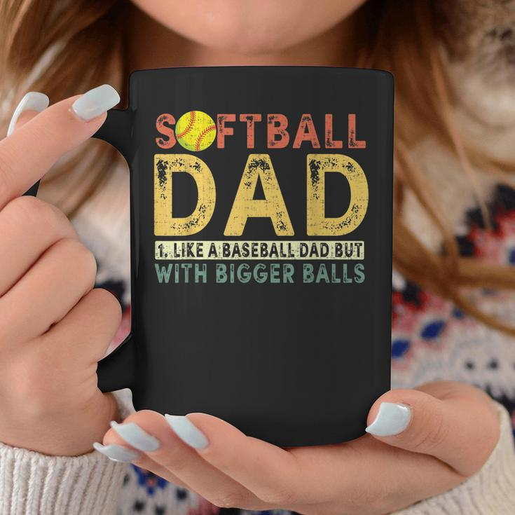 Retro Softball Dad Like A Baseball Dad But With Bigger Balls Gift For Mens Coffee Mug Unique Gifts