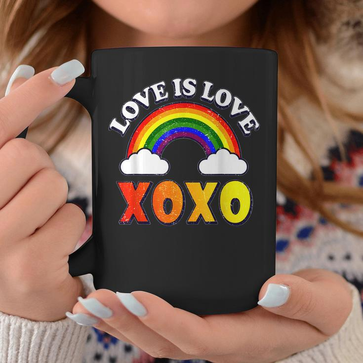 Retro Xoxo Rainbow Love Valentines Day Men Women Couples Coffee Mug Funny Gifts