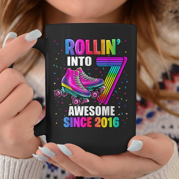 Rollin Into 7 Awesome 2016 Roller Skating 7Th Birthday Girls Coffee Mug Unique Gifts