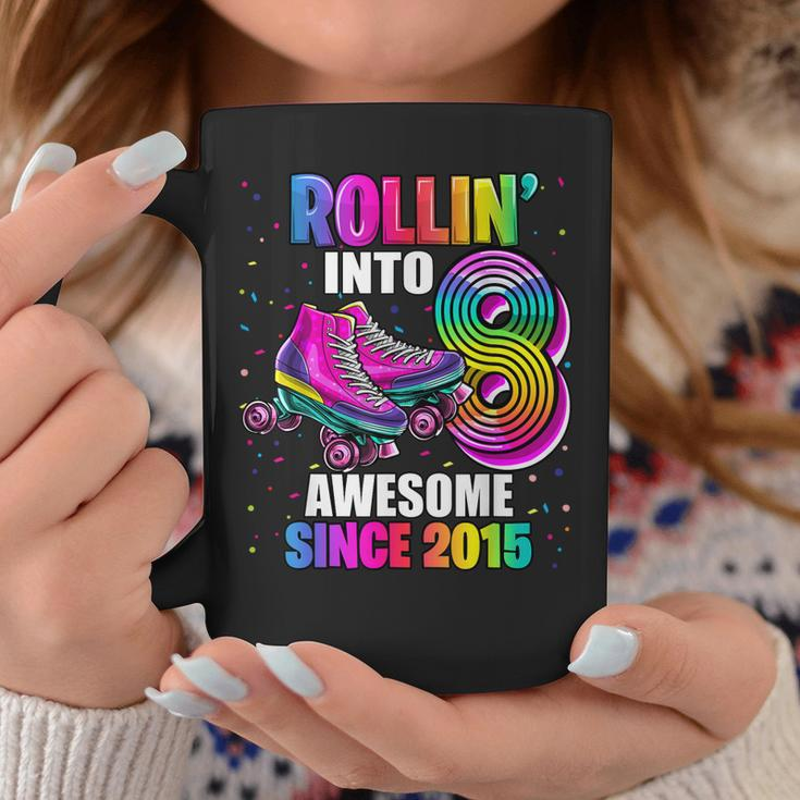 Rollin Into 8 Awesome 2015 Roller Skating 8Th Birthday Girls Coffee Mug Unique Gifts