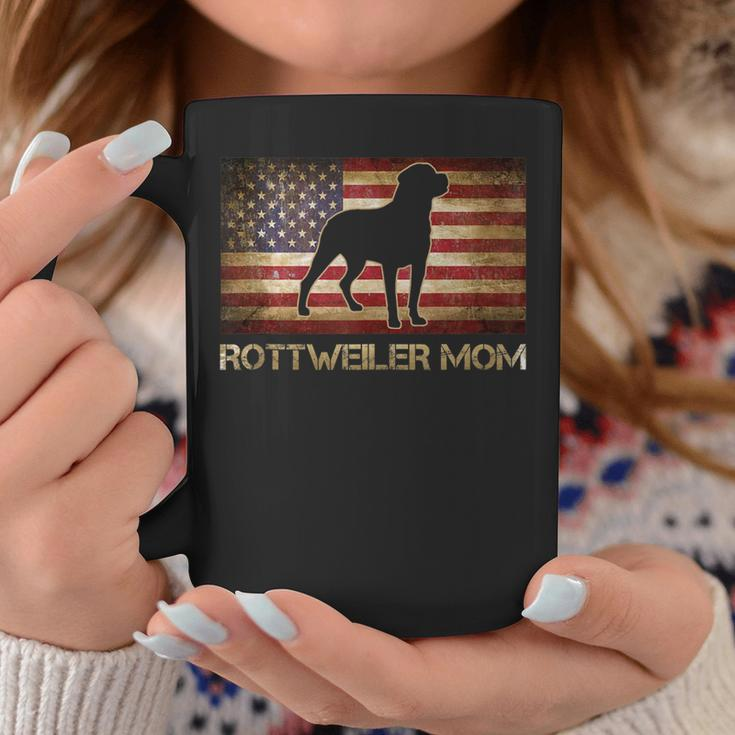 Rottweiler Mom Vintage American Flag Patriotic Dog Lover Coffee Mug Funny Gifts
