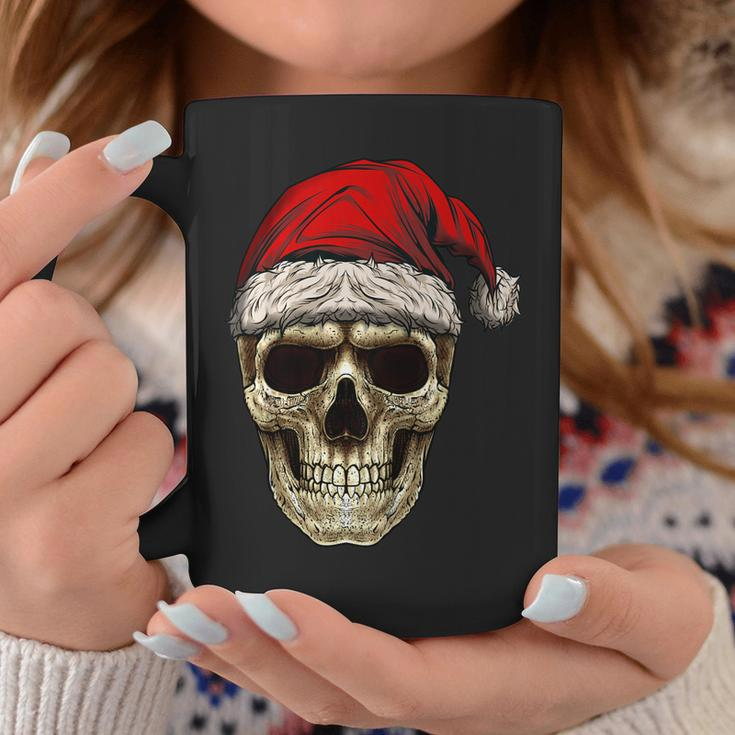 Santa Hat Sugar Skull Day Of The Dead Funny Christmas Skull Coffee Mug Unique Gifts