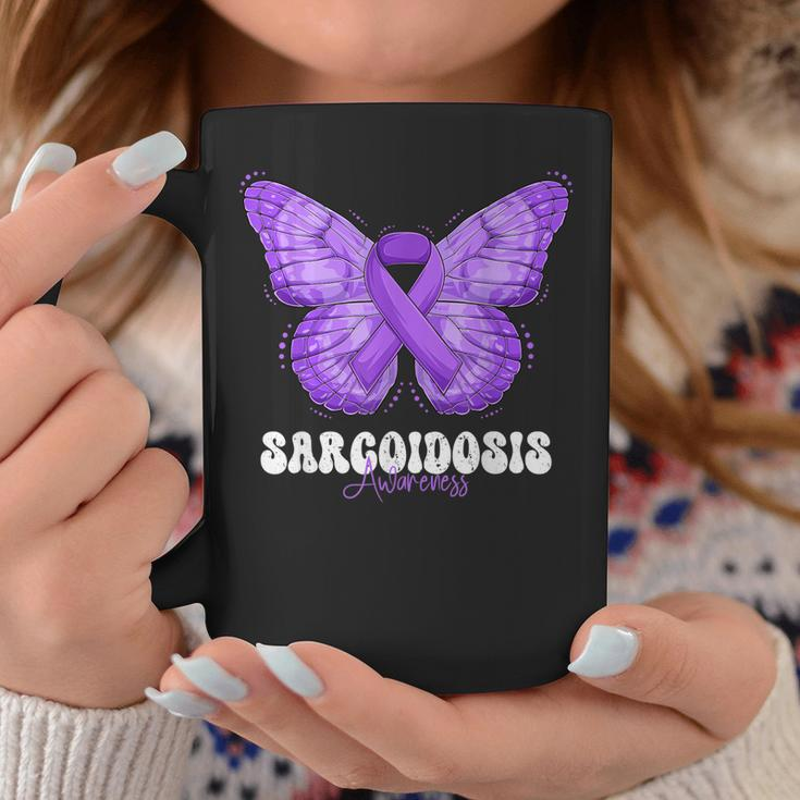 Sarcoidosis Awareness Month Purple Ribbon Butterfly Coffee Mug Unique Gifts